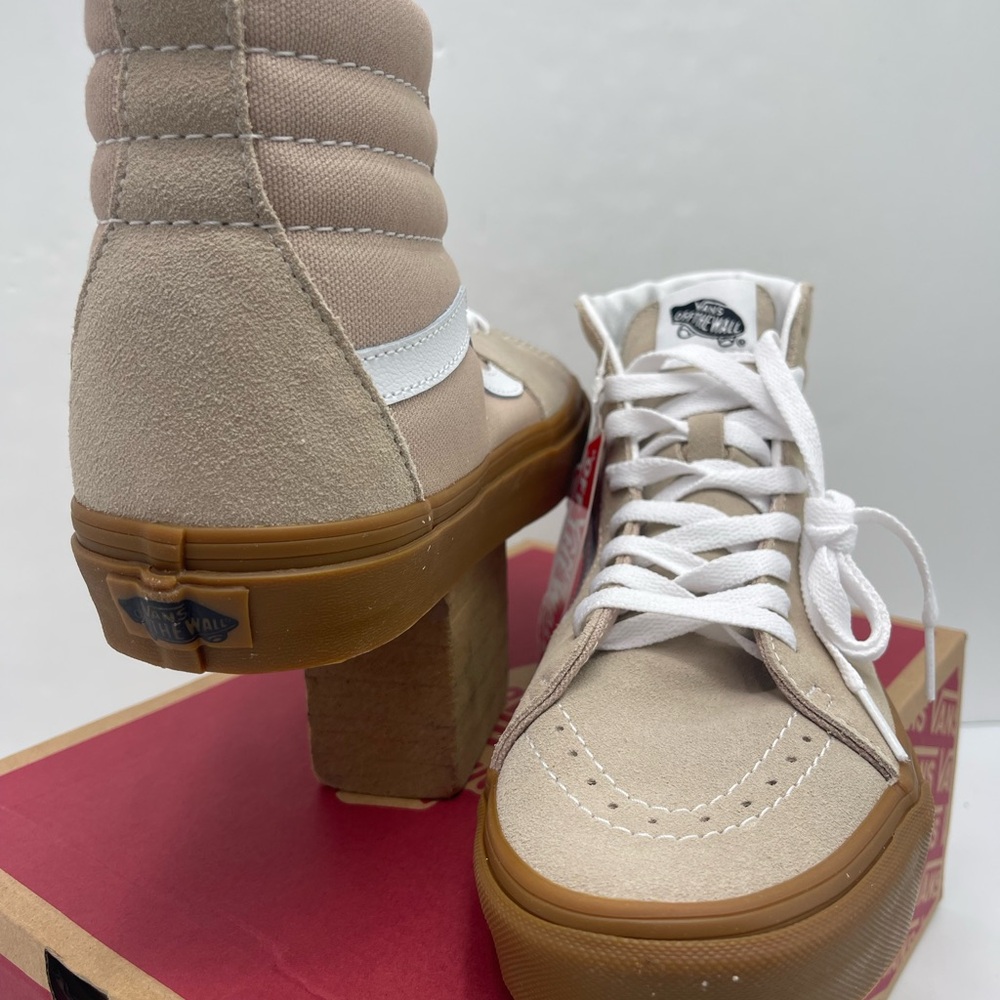 Vans Men’s Sk8-Hi
Humus/Gum Sneakers 
VN0A38GEVS8
 High-Top Sneakers in Beige - Picture 7 of 16